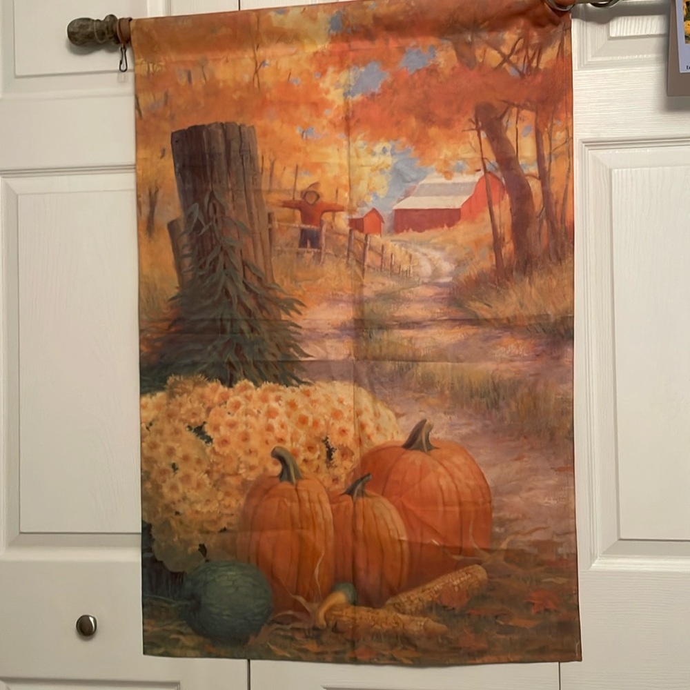 Silhouettes Extra Large House Flag Fall Autumn Scene 25.5 x 38” Lightly Used